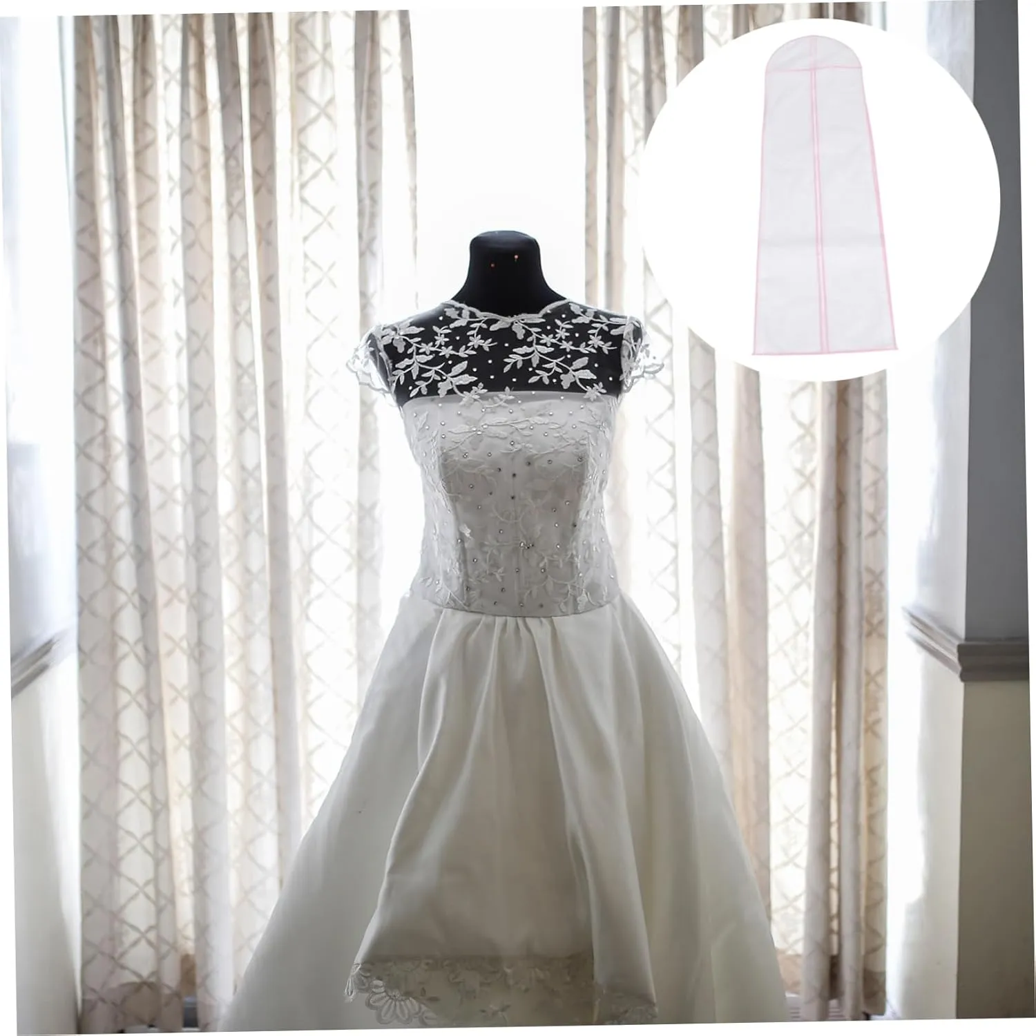 1Pc Nonwoven Wedding Dress Storage Bag Long Edge Bridal Garment Cover for Wedding Gown Protection Travel Friendly Breathable Design