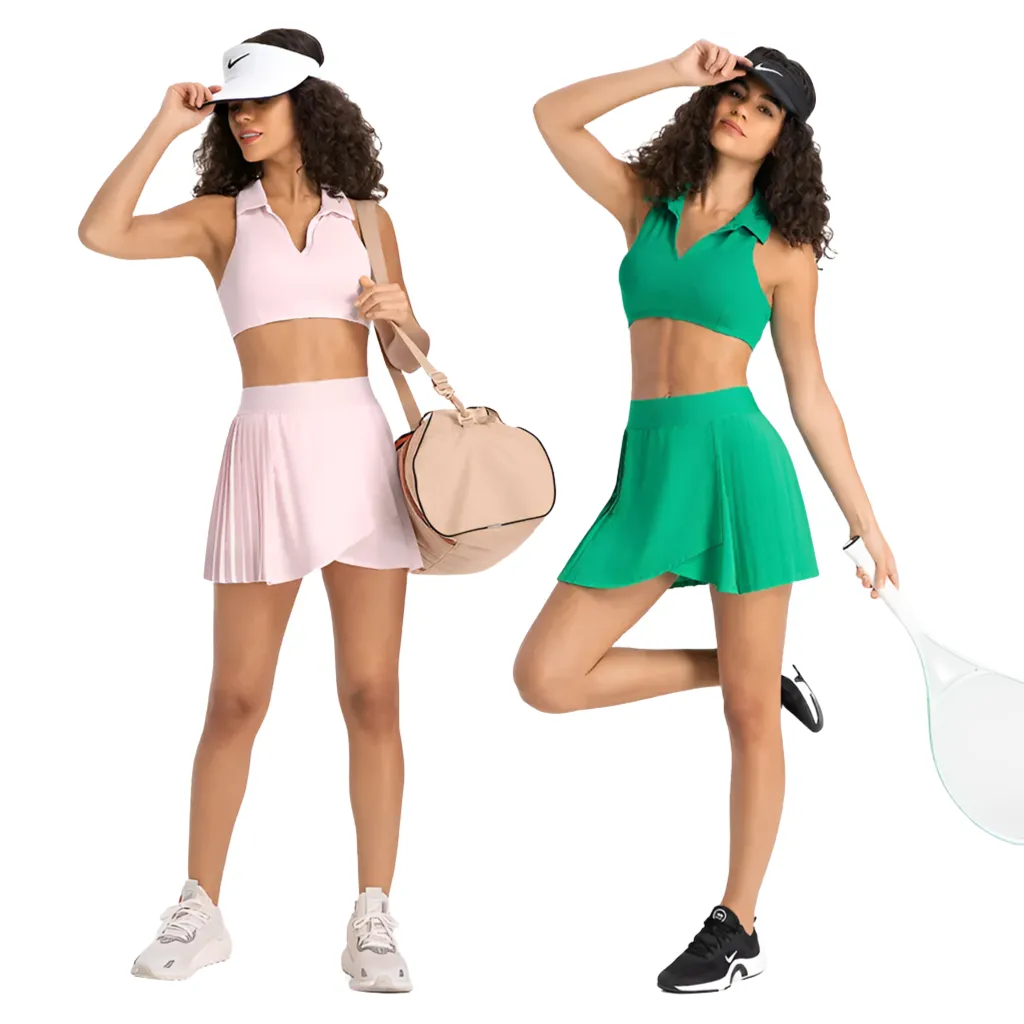 2 Pieces Sportswear Crop and Skirt Set