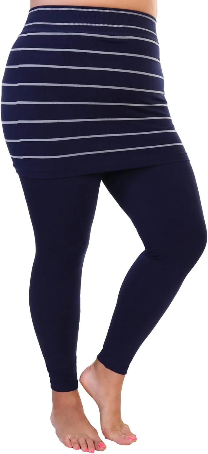 Angelina Women's Cotton Comfort High Waisted Leggings with Mini Skirt