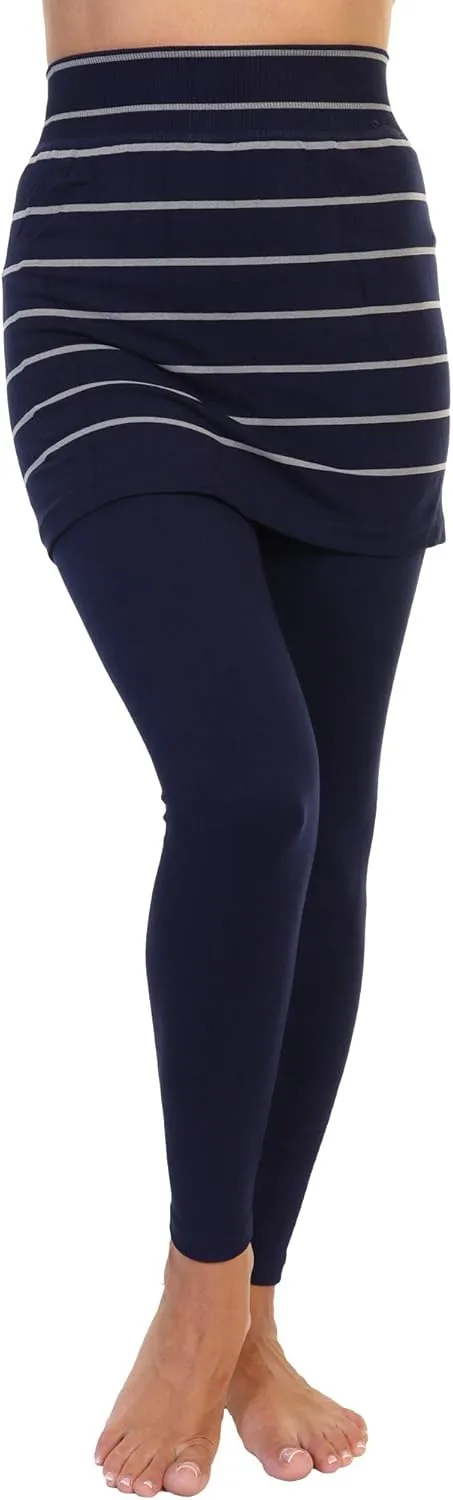 Angelina Women's Cotton Comfort High Waisted Leggings with Mini Skirt
