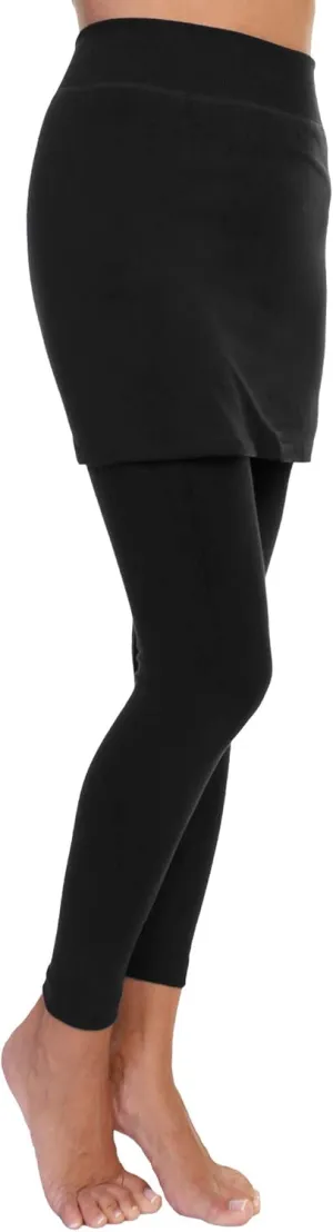 Angelina Women's Cotton Comfort High Waisted Leggings with Mini Skirt