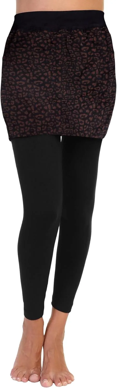 Angelina Women's Cotton Comfort High Waisted Leggings with Mini Skirt