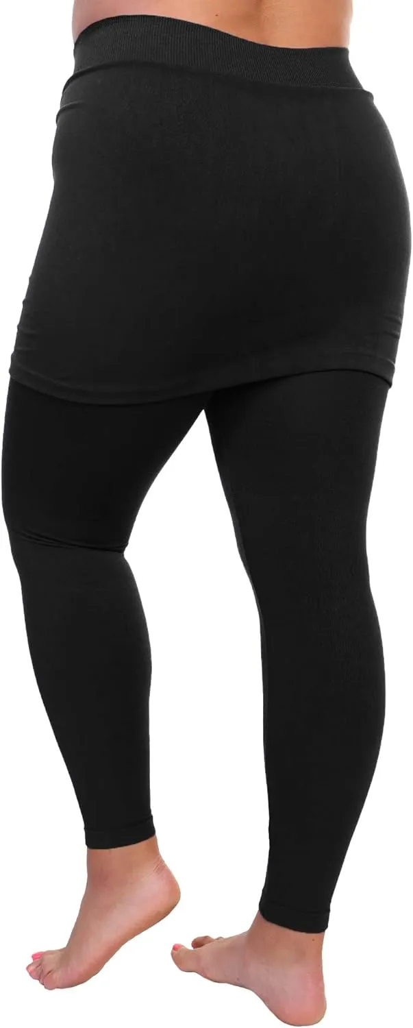 Angelina Women's Cotton Comfort High Waisted Leggings with Mini Skirt