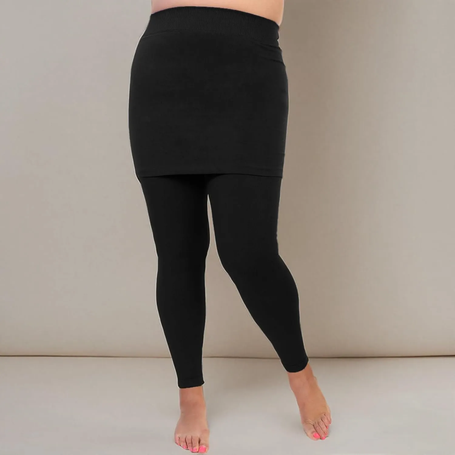 Angelina Women's Cotton Comfort High Waisted Leggings with Mini Skirt