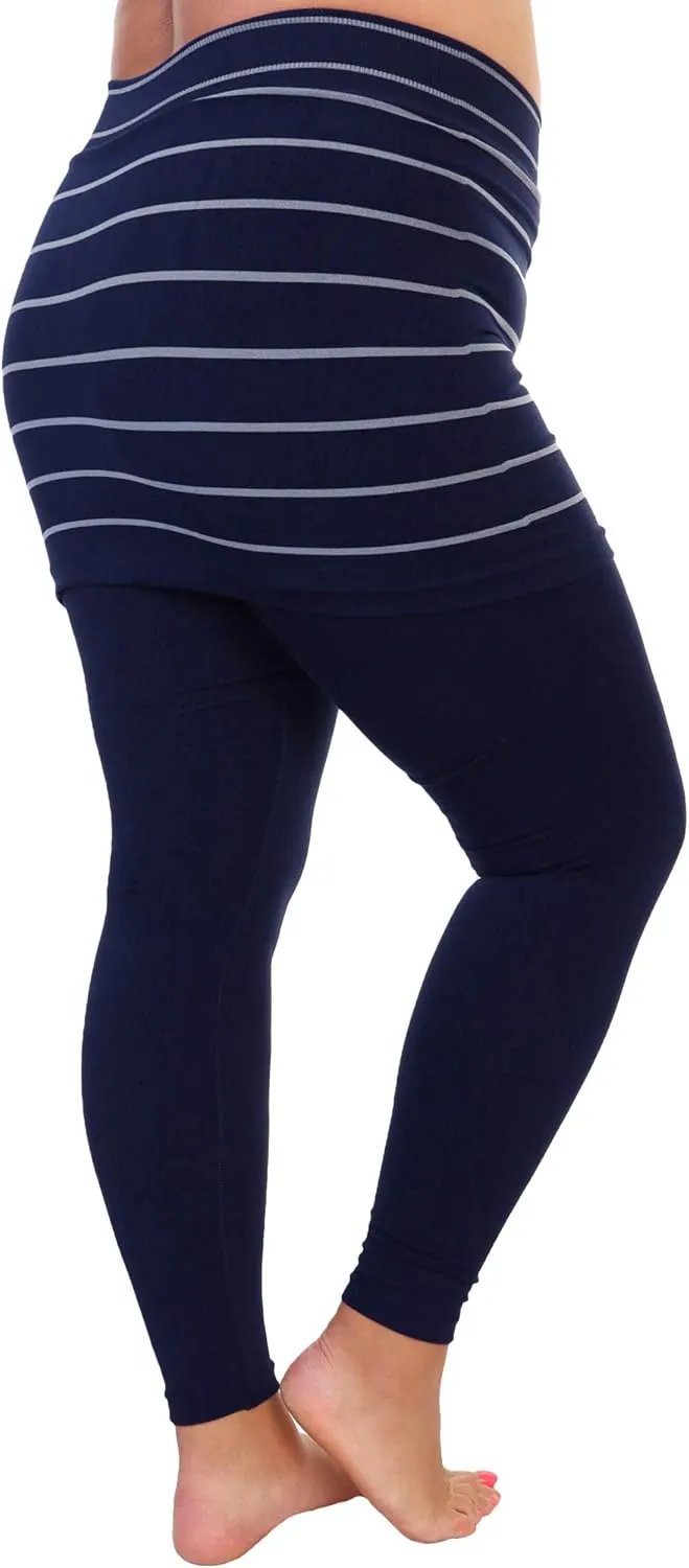 Angelina Women's Cotton Comfort High Waisted Leggings with Mini Skirt