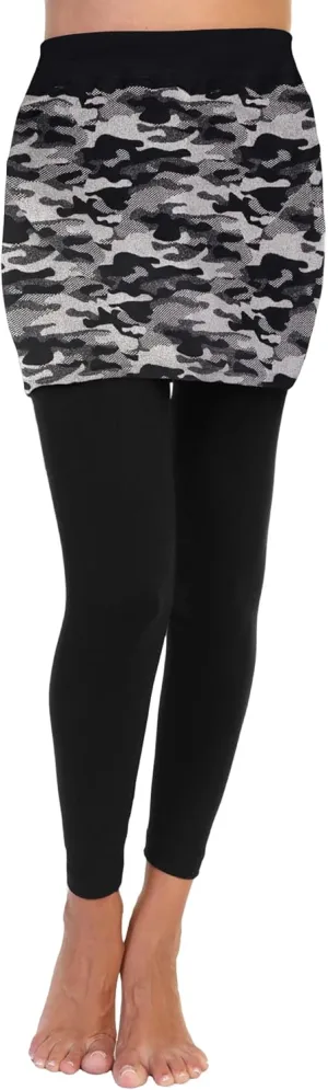 Angelina Women's Cotton Comfort High Waisted Leggings with Mini Skirt