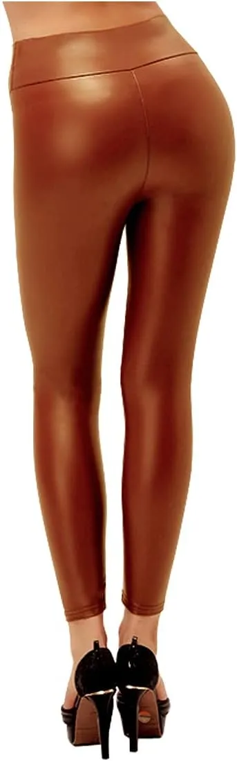 ARJOSA Women's Faux Leather Leggings High Waist Tights Skinny Pants
