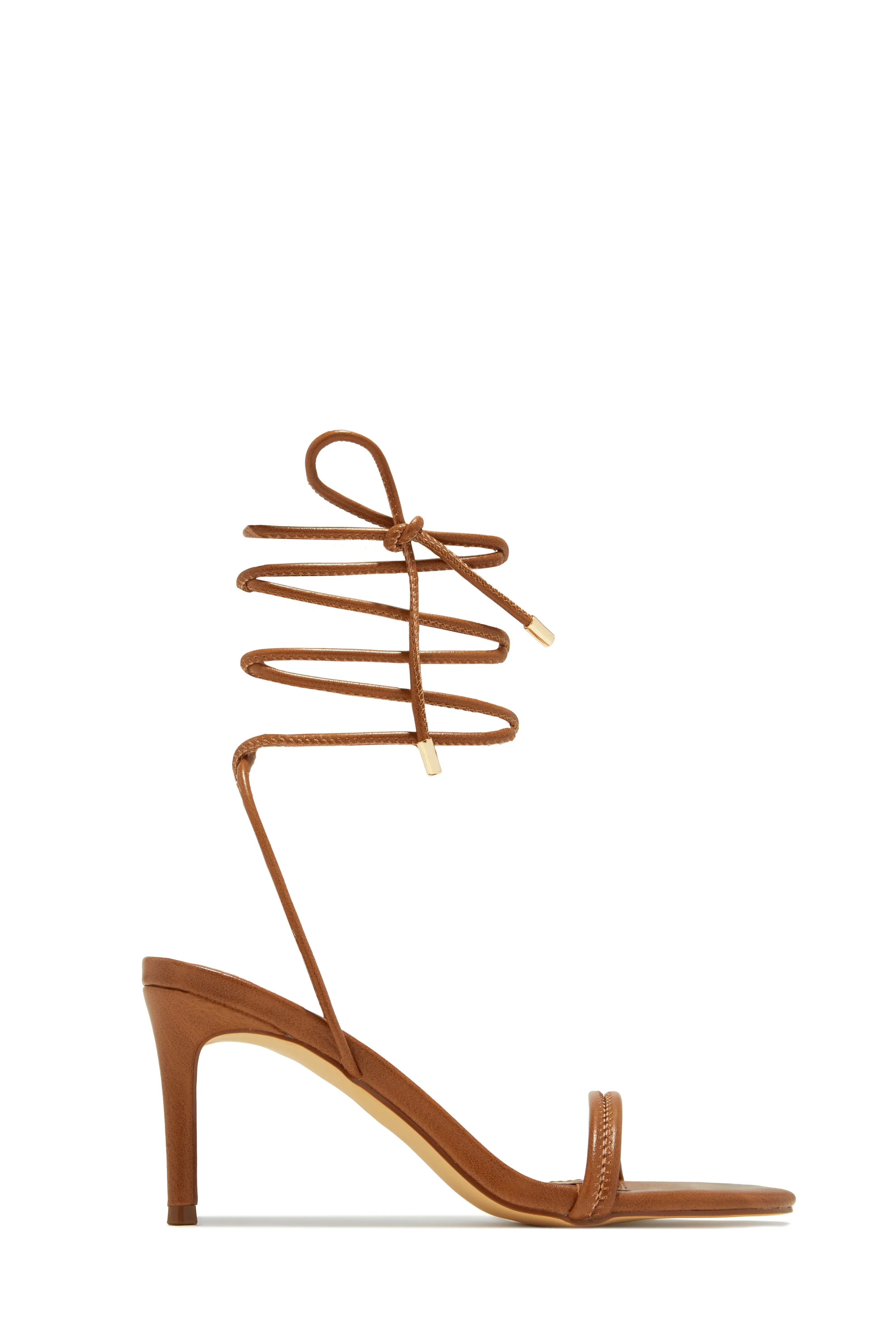 Ashantii Lace Up Mid Heels - Tan
