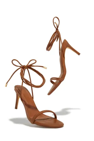 Ashantii Lace Up Mid Heels - Tan