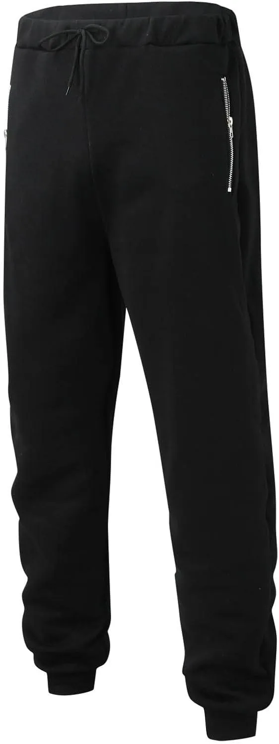 Aymnlox Mens Hiking Casual Pants Trendy Loose Fit Workout Chino Pants with Zip Pockets Drawstring Pants Elastic Waist Trouser