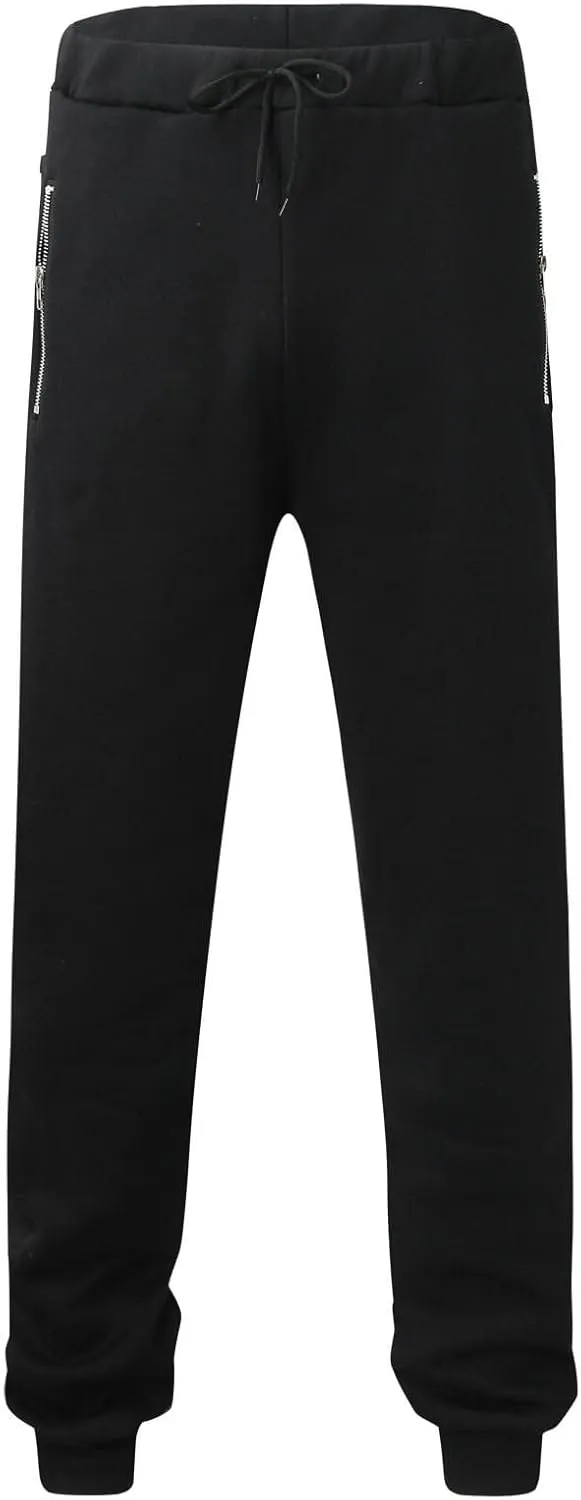 Aymnlox Mens Hiking Casual Pants Trendy Loose Fit Workout Chino Pants with Zip Pockets Drawstring Pants Elastic Waist Trouser