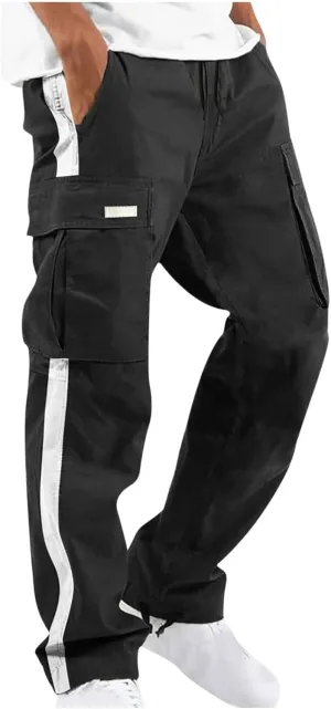 Baggy Cargo Sweatpants for Men Big and Tall Fashion 2023 Color Block Joggers Pants Casual Loose Fit Cotton Cargos