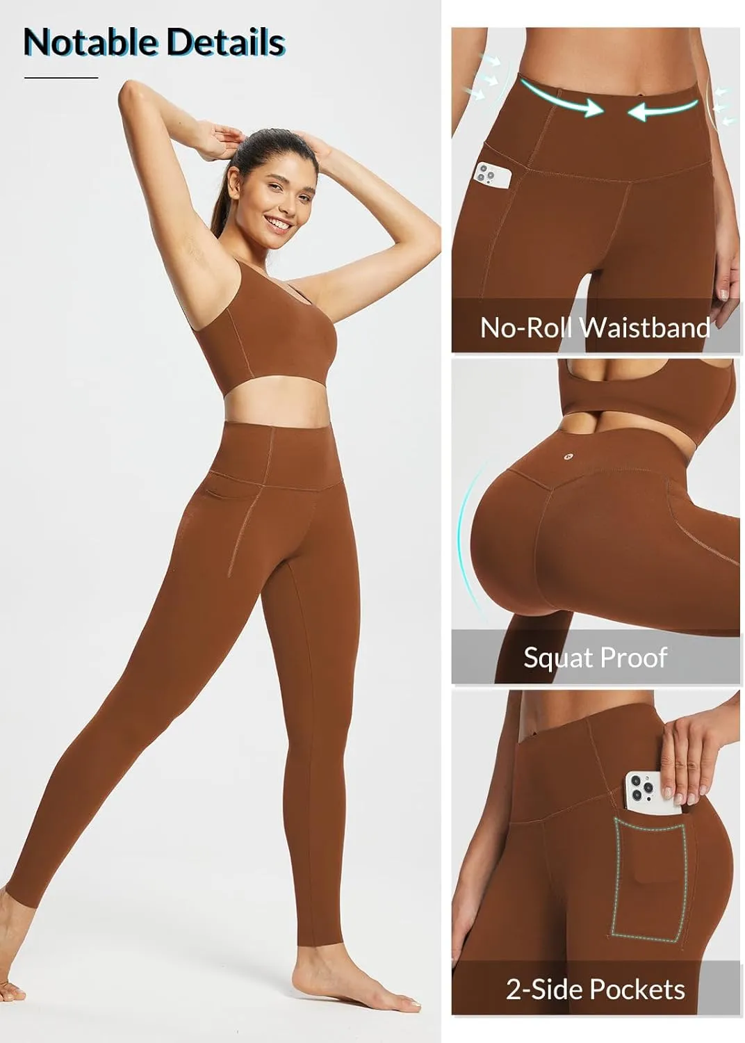 baleaf Freeleaf Women's 7/8 Yoga Leggings with Pockets, High Waisted 27" Workout Lounge Leggings Cozy Soft Athletic Pants