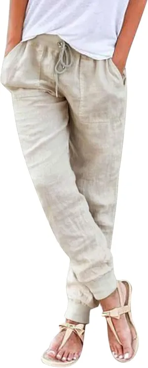 Barrel Pants for Women Winter Flowing Beach Slacks with Pockets High Waisted Water Resistant