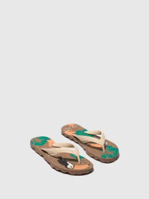 Beach Flip-Flops AMAZONIA Brown & cream strap