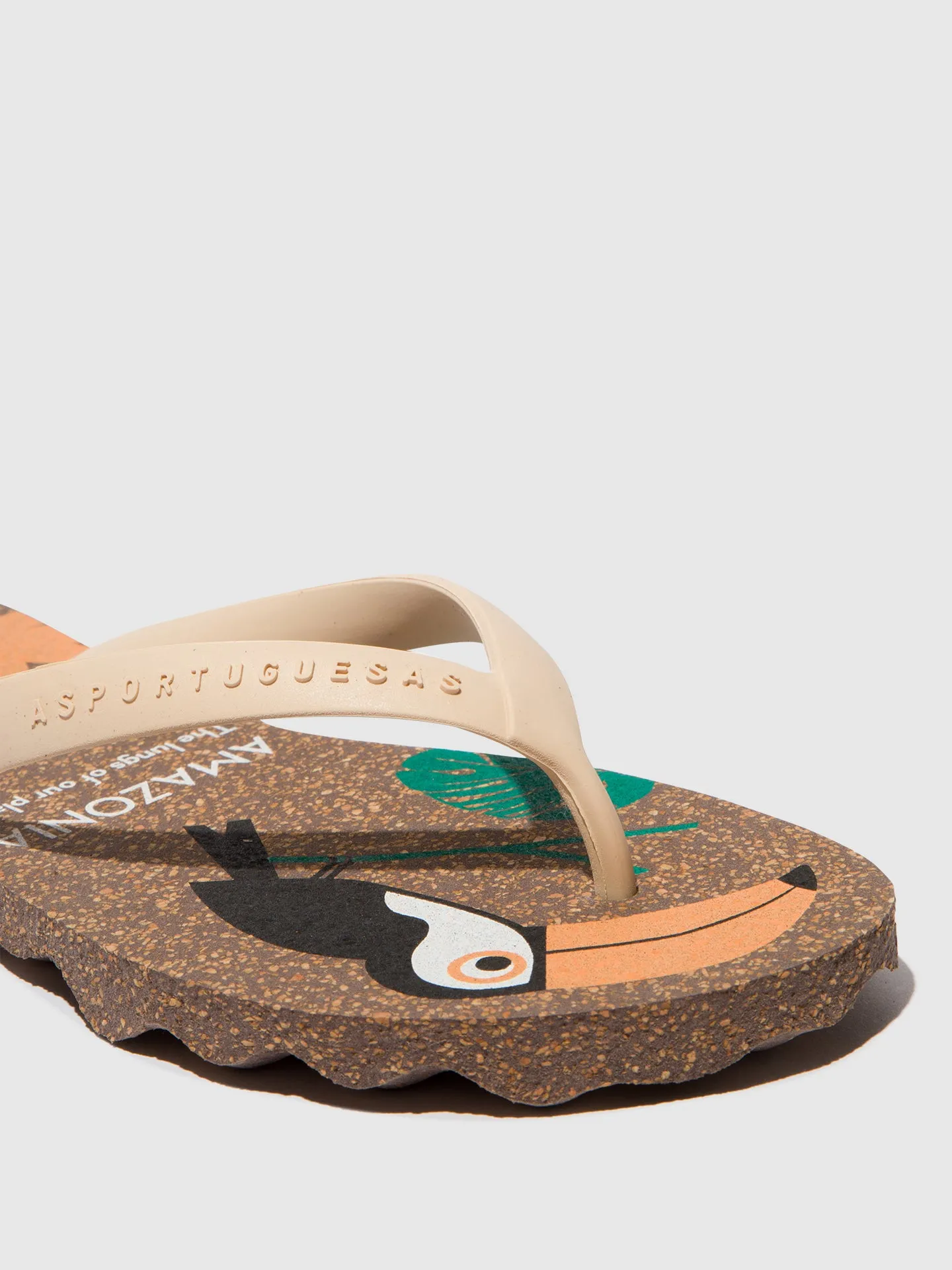 Beach Flip-Flops AMAZONIA Brown & cream strap