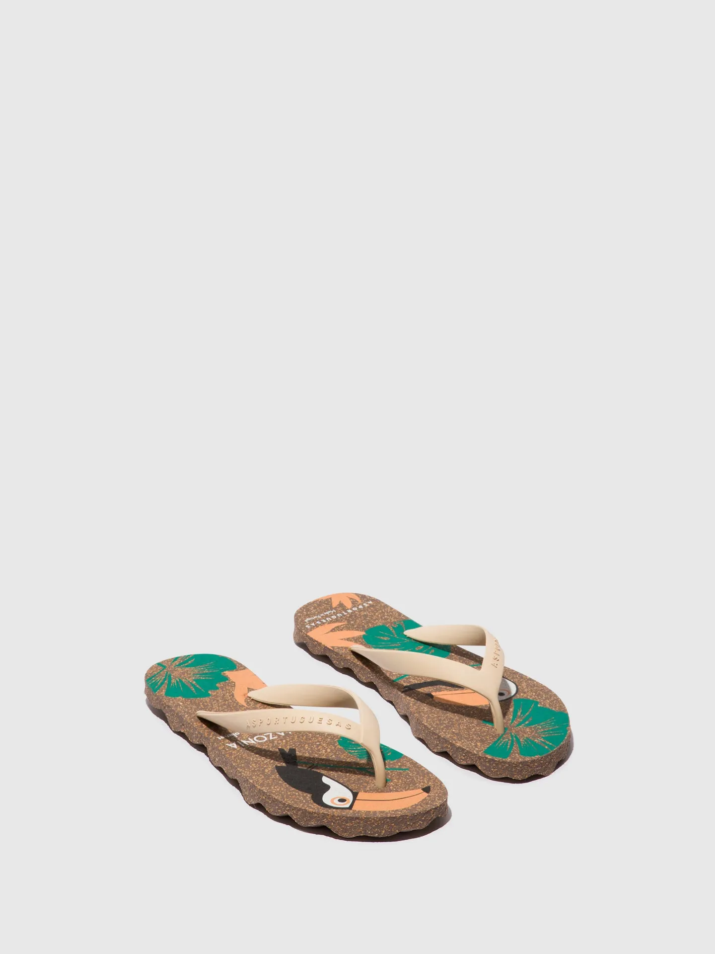 Beach Flip-Flops AMAZONIA Brown & cream strap