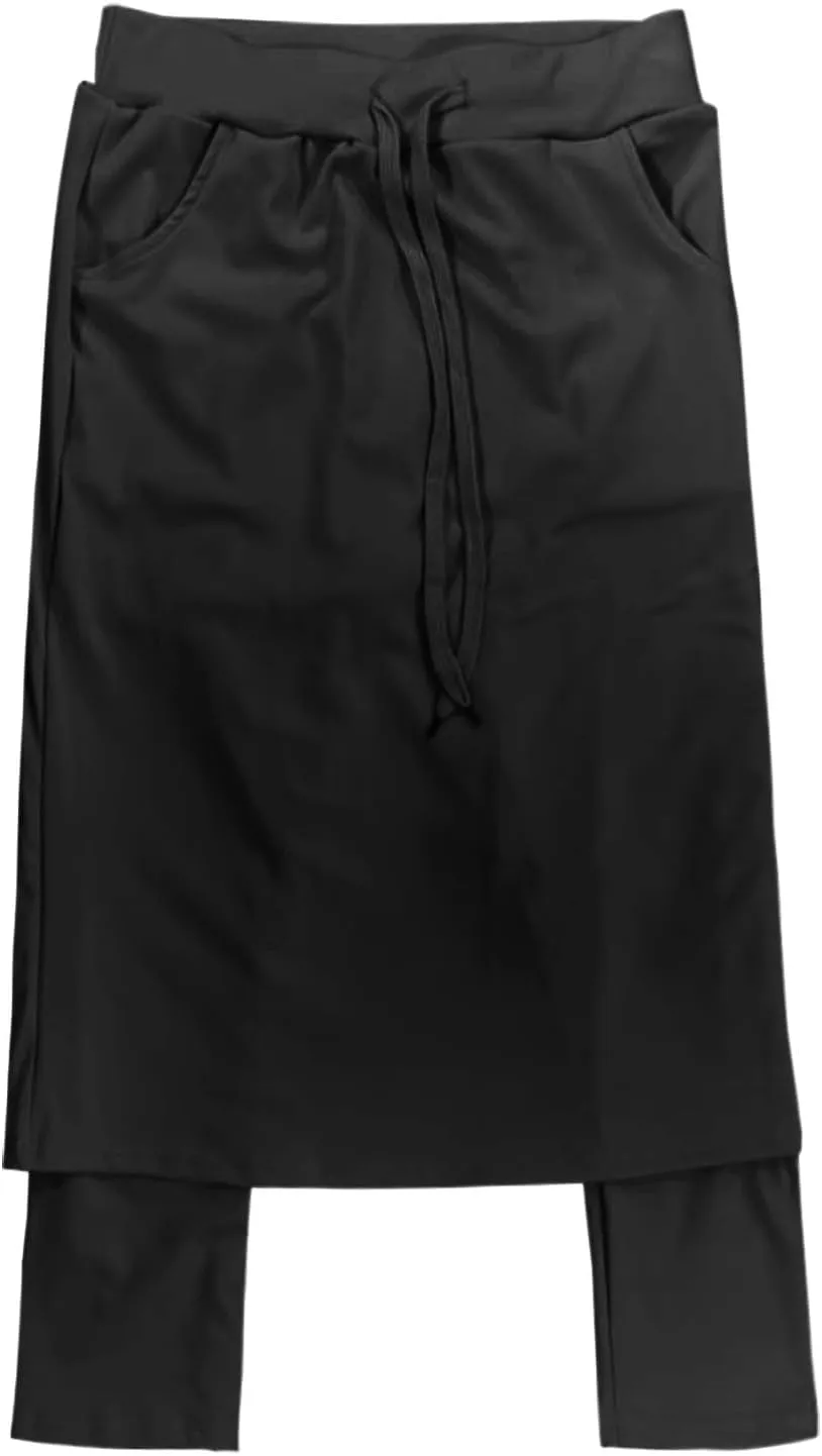 Black Leggings for Women Drawstring Skirt Pants Sports Short Skirt Women's Two Piece Quick Drying Womens Tan