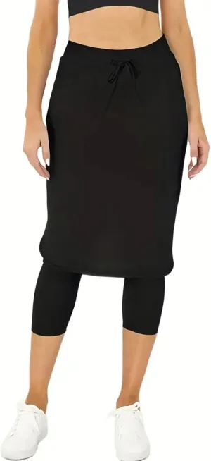 Black Leggings for Women Drawstring Skirt Pants Sports Short Skirt Women's Two Piece Quick Drying Womens Tan