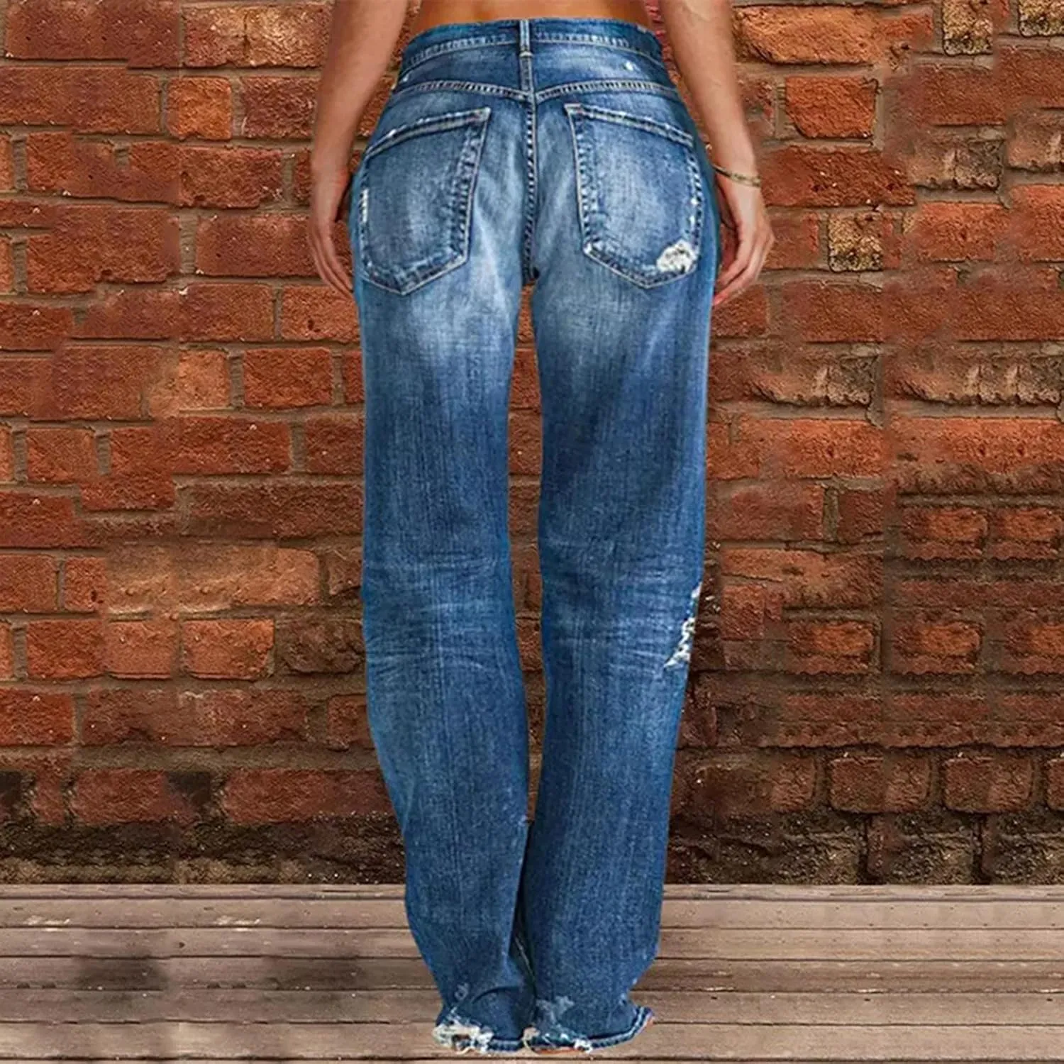 Black Pants for Women Jeans Mid Womens Poket Lace Denim Casual Women's Jeans Straight Leg Denim Pants Womens High