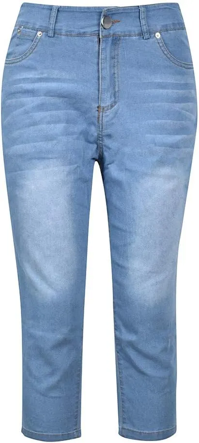 Capri Jeans for Women Trendy High Waisted Slim Split Hem Stretch Denim Jean Capris Cropped Pants Casual Summer