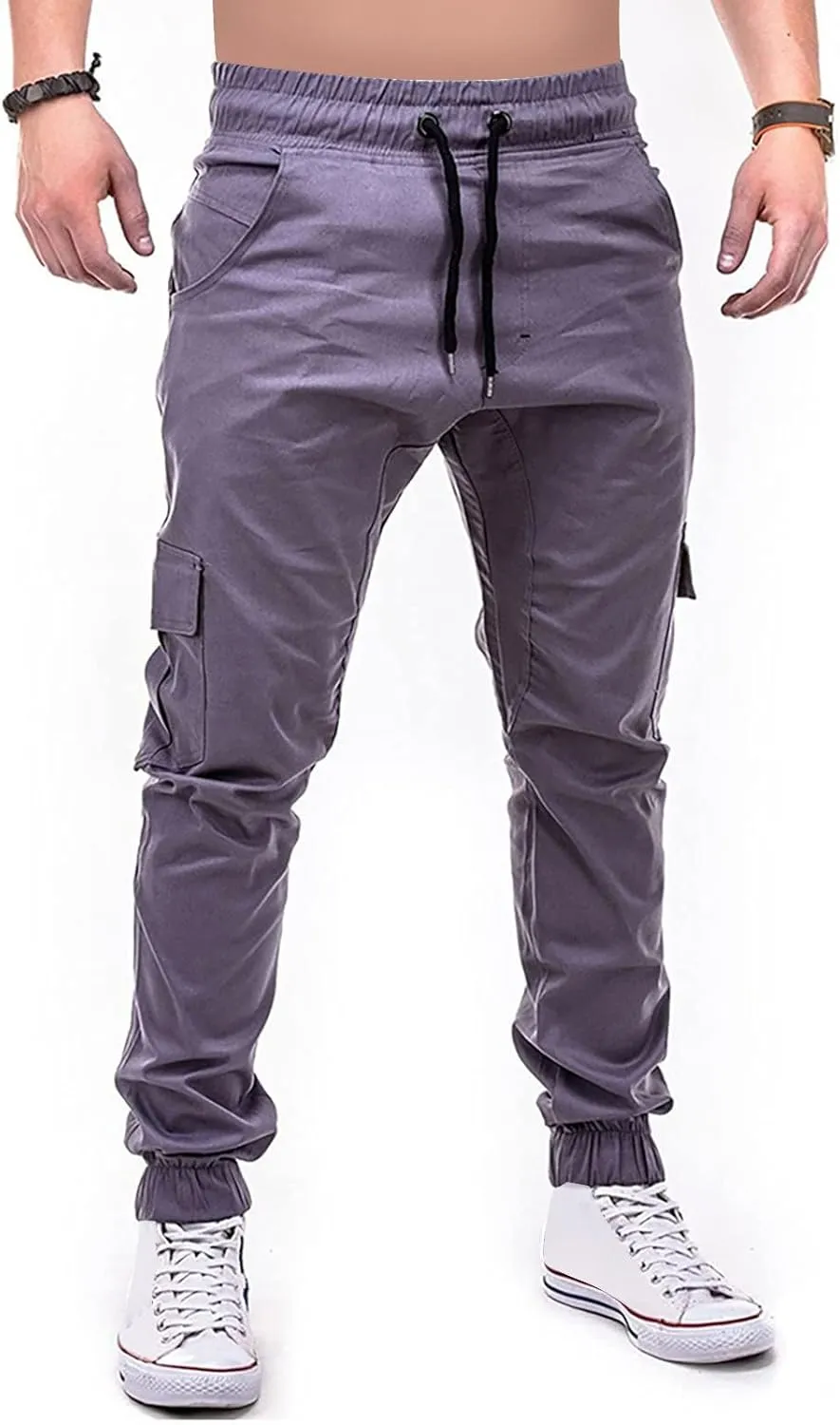 Cargo Joggers for Men Slim Fit Stretch Pants Lightweight Workout Sweatpants Quick Dry Elastic Drawstring Pants 2025