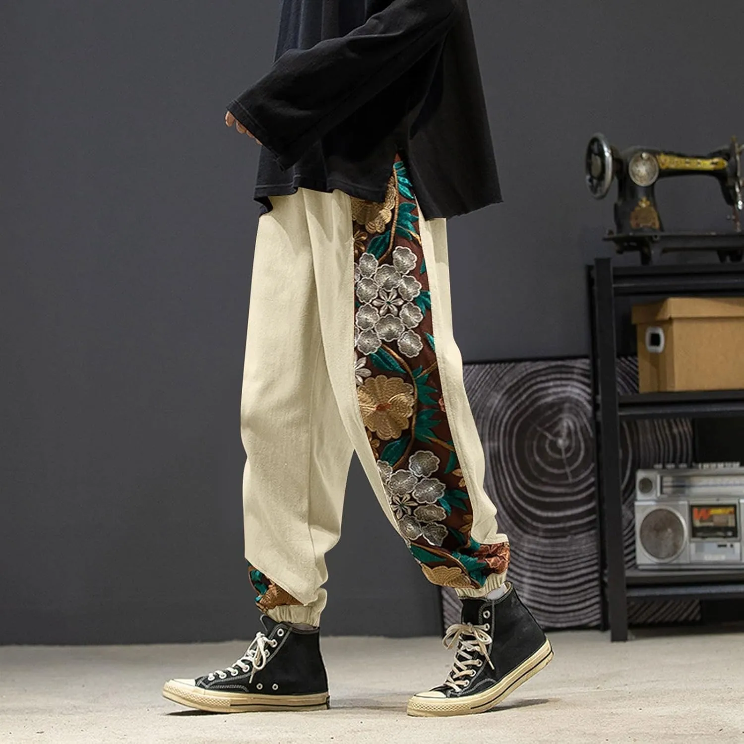 Cargo Pants for Men Big and Tall, Pants Men's Sweatpants Casual Lounge Cotton Yoga Pants Loose Open Bottom Straight