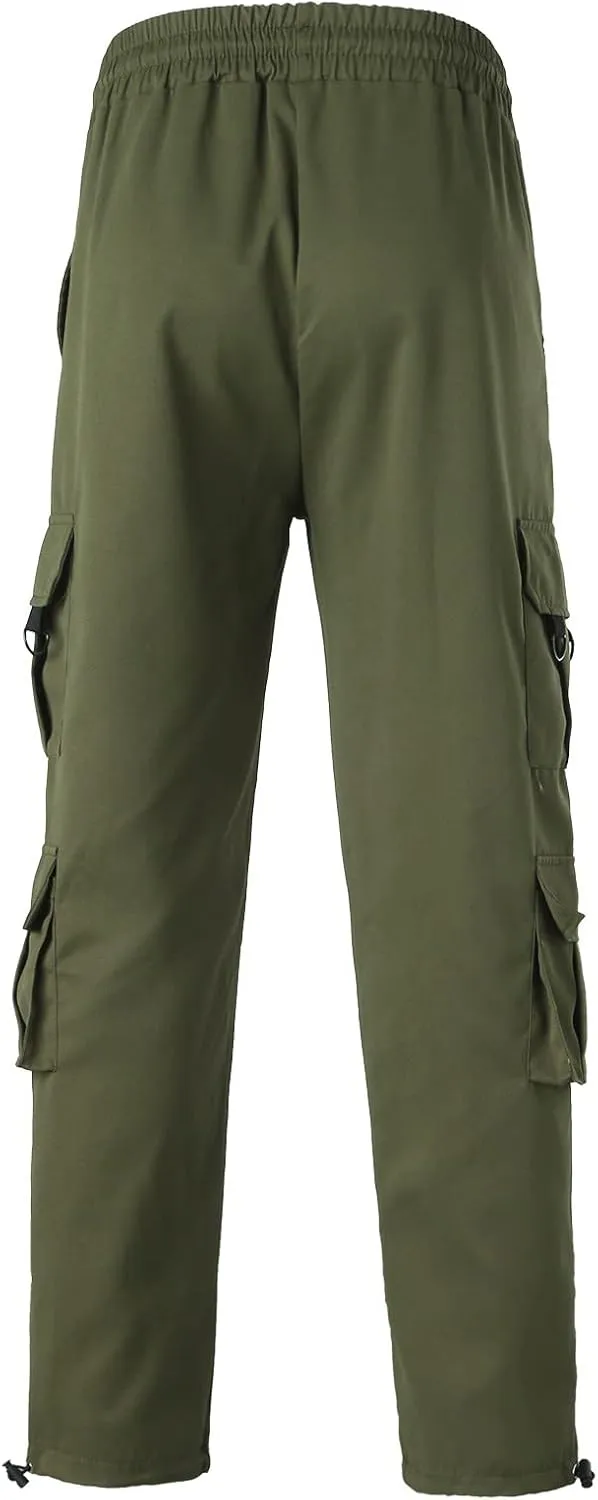 Cargo Pants for Men Big and Tall Striped Cargo Pants for Men Straight Elastic Waist Trousers Work Wear Combat Fitness