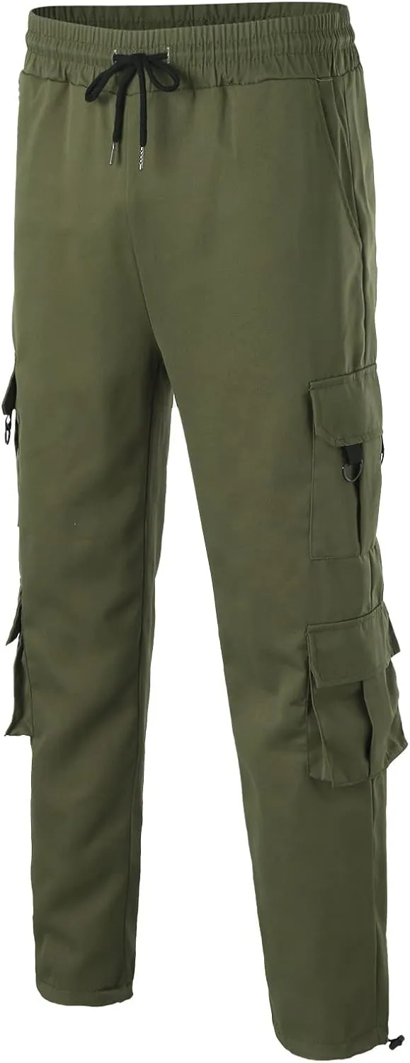 Cargo Pants for Men Big and Tall Striped Cargo Pants for Men Straight Elastic Waist Trousers Work Wear Combat Fitness