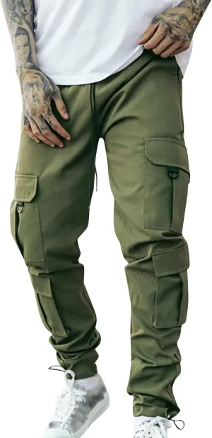 Cargo Pants for Men Big and Tall Striped Cargo Pants for Men Straight Elastic Waist Trousers Work Wear Combat Fitness
