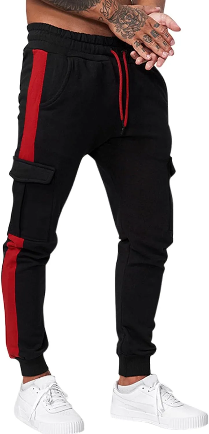 Cargo Pants for Men Work Mens Cargo Pants Drawstring Hiking Pants Elastic Waist Outdoor Trousers with 7 Pockets Mens