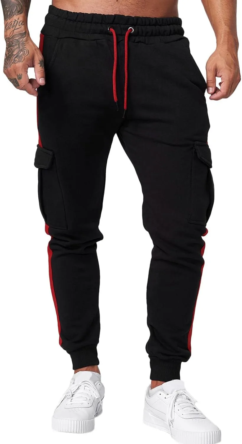 Cargo Pants for Men Work Mens Cargo Pants Drawstring Hiking Pants Elastic Waist Outdoor Trousers with 7 Pockets Mens