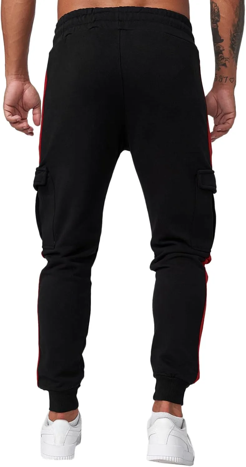 Cargo Pants for Men Work Mens Cargo Pants Drawstring Hiking Pants Elastic Waist Outdoor Trousers with 7 Pockets Mens