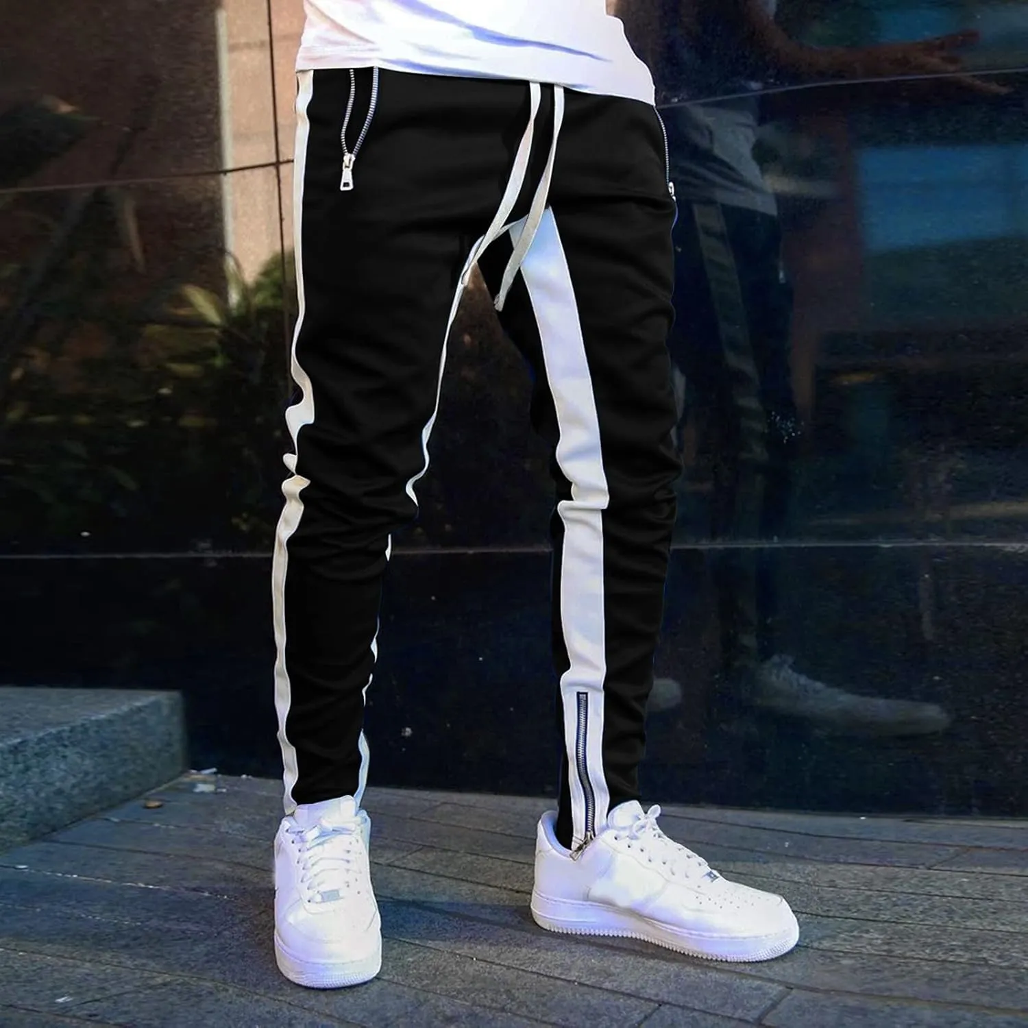Cargo Pants for Men Work Pants Hip Hop Letter Printed Street Hip Hop Jogging Sweatpants Casual Elastic Waist Trousers