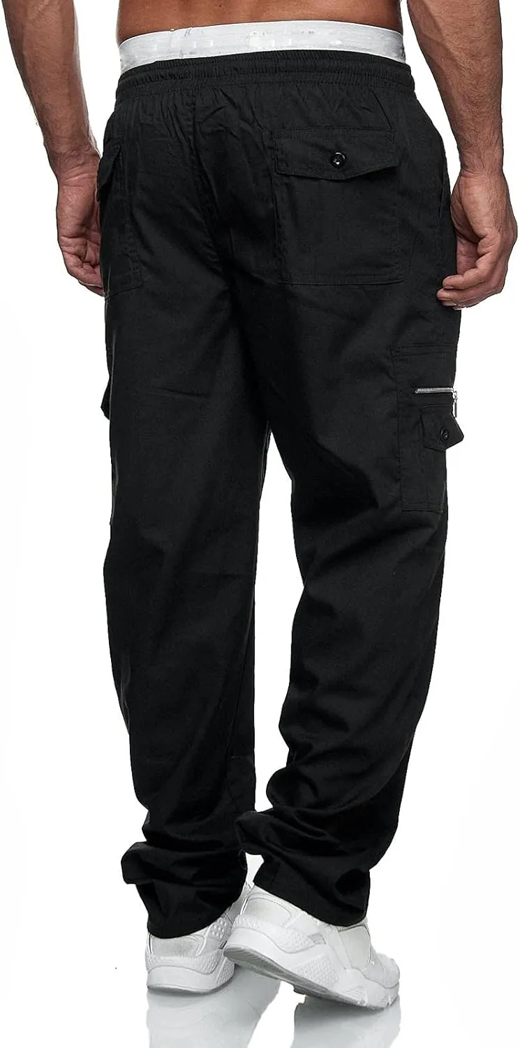 Cargo Pants for Men Work Pockets Mens Sweatpants Slim Fit Sports Active Joggers for Men Elastic Waist Mens Sweatpants