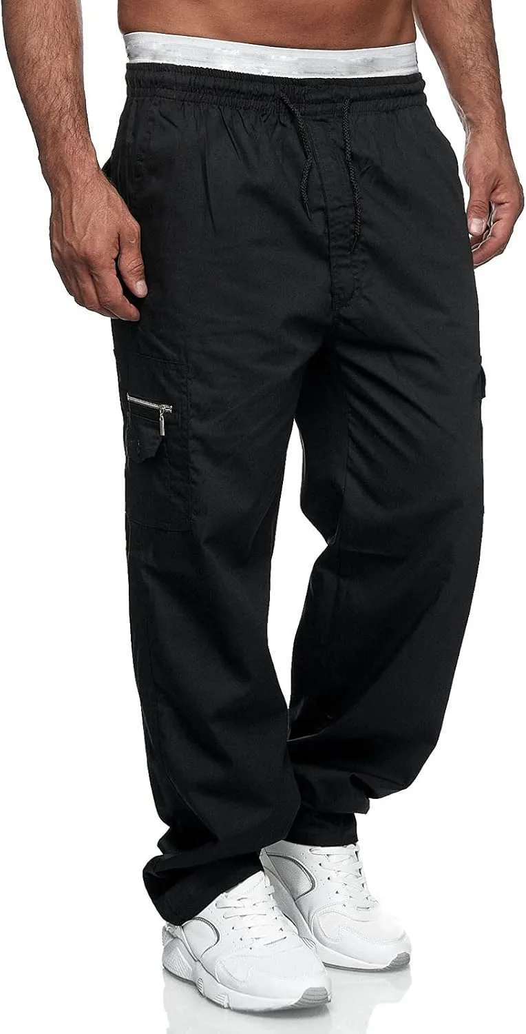 Cargo Pants for Men Work Pockets Mens Sweatpants Slim Fit Sports Active Joggers for Men Elastic Waist Mens Sweatpants