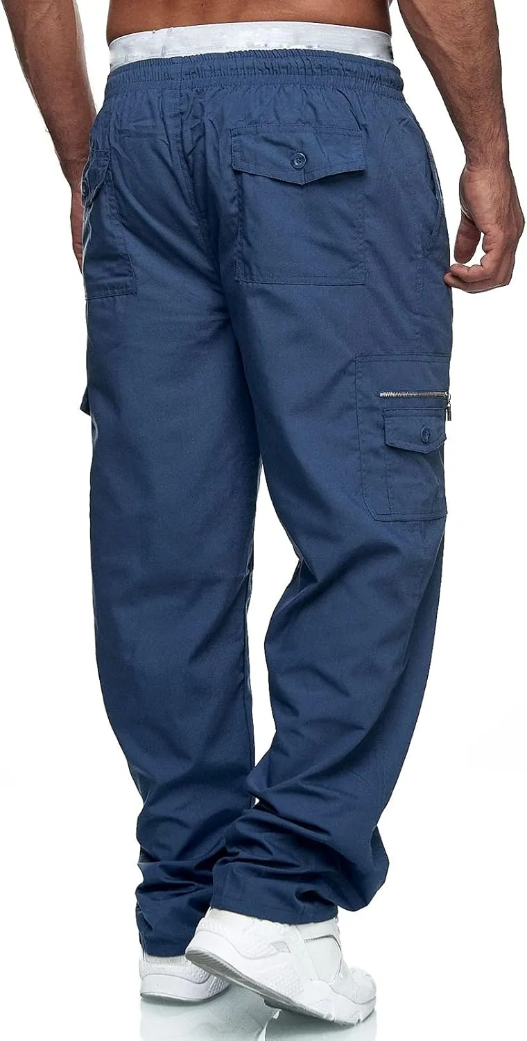 Cargo Pants for Men Work Pockets Mens Sweatpants Slim Fit Sports Active Joggers for Men Elastic Waist Mens Sweatpants