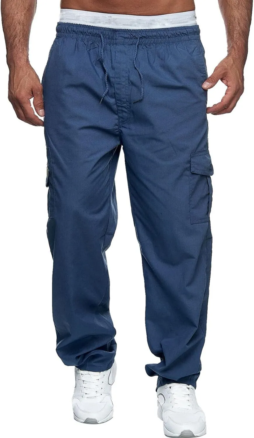Cargo Pants for Men Work Pockets Mens Sweatpants Slim Fit Sports Active Joggers for Men Elastic Waist Mens Sweatpants