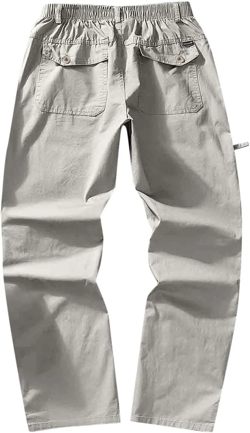 Cargo Pants for Men,Solid Long Pants Sweatpants Outdoor Multiple Pockets Pants Straight Type Fitness Trousers