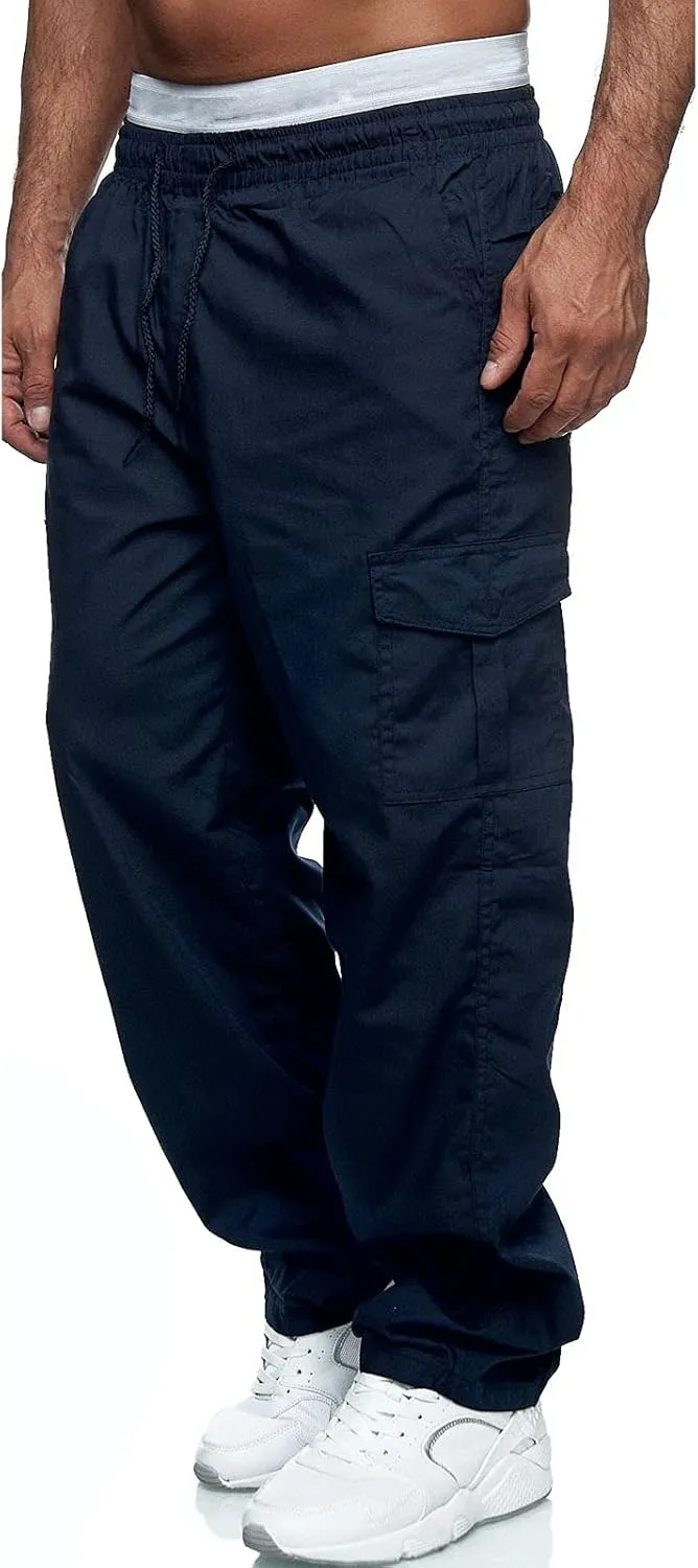 Cargo Sweatpants for Men Big and Tall Jogger Pant Men's Fleece Lined Cargo Sweatpants Open Bottom Straight Leg Casual