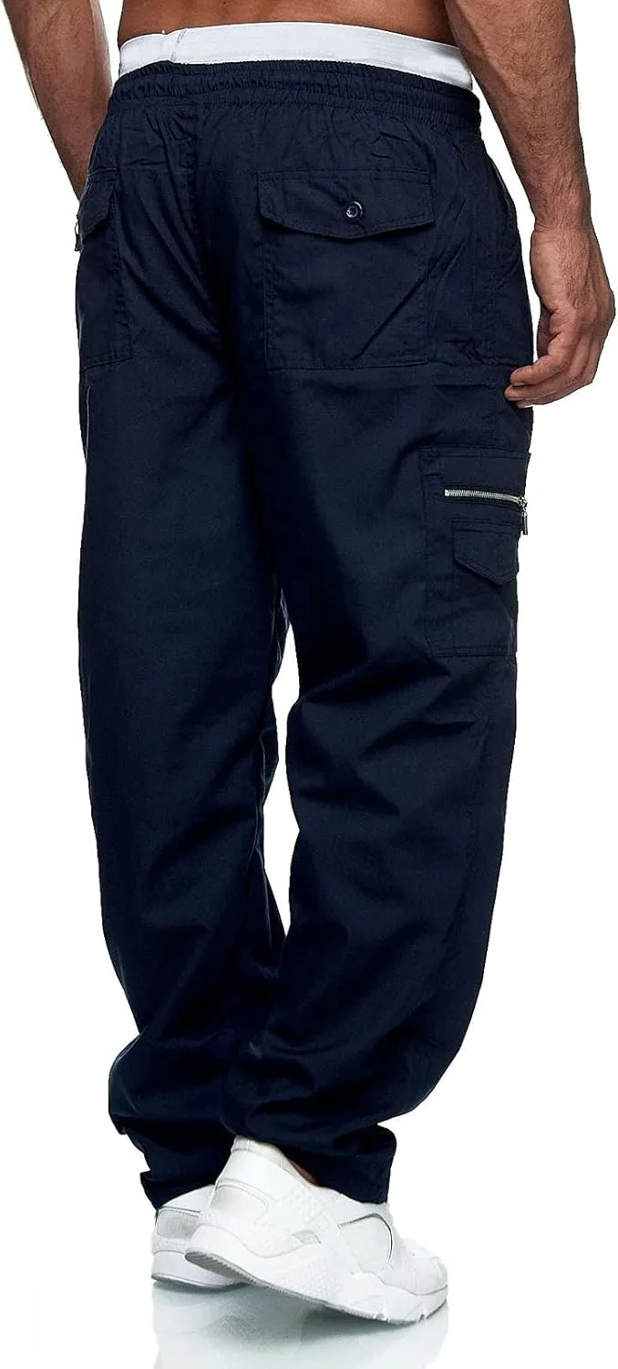 Cargo Sweatpants for Men Big and Tall Jogger Pant Men's Fleece Lined Cargo Sweatpants Open Bottom Straight Leg Casual
