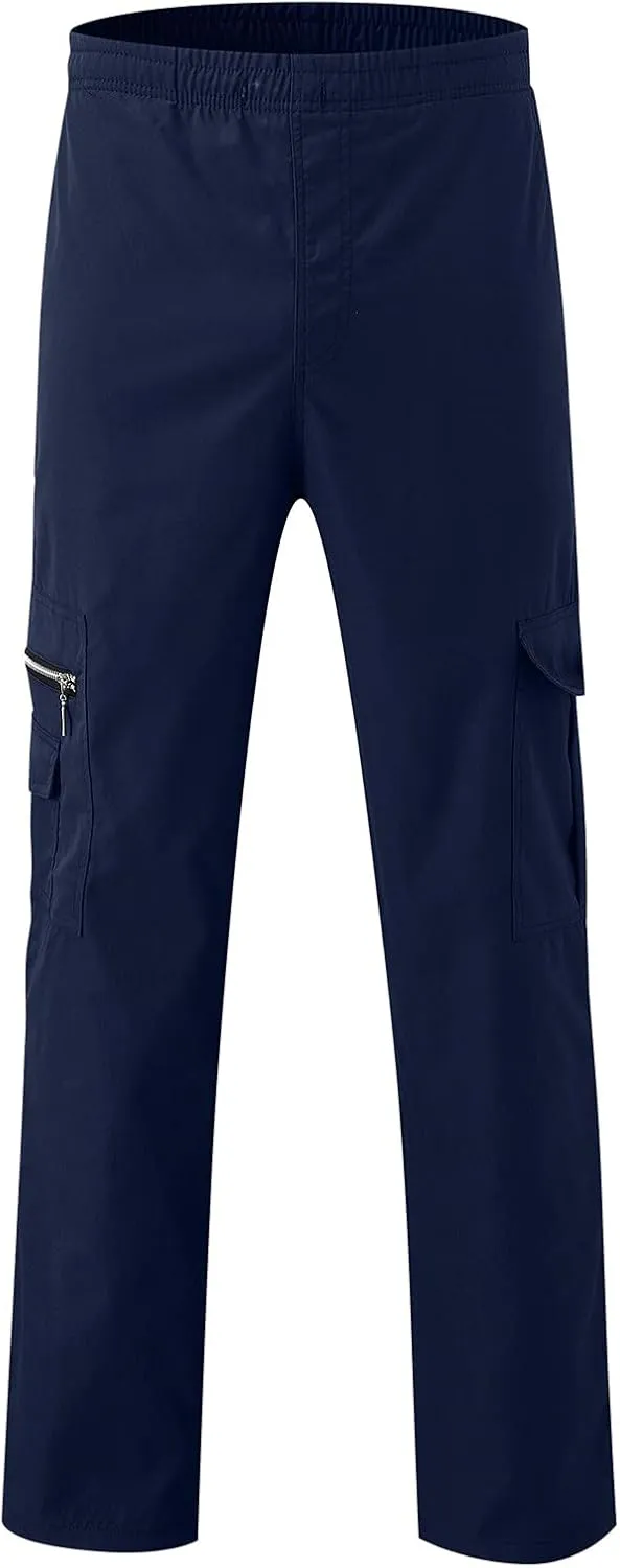 Cargo Sweatpants for Men Big and Tall Jogger Pant Men's Fleece Lined Cargo Sweatpants Open Bottom Straight Leg Casual