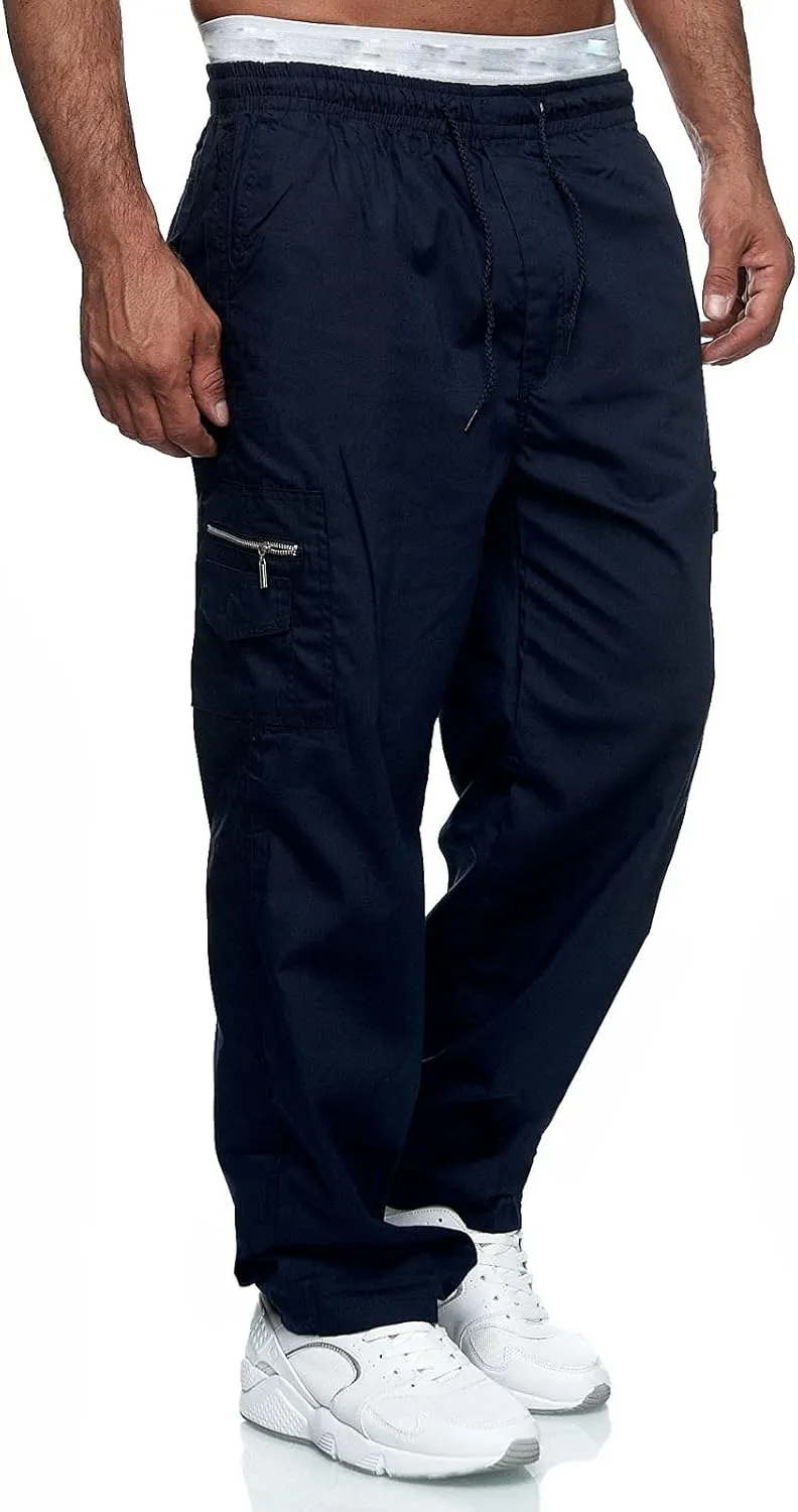 Cargo Sweatpants for Men Big and Tall Jogger Pant Men's Fleece Lined Cargo Sweatpants Open Bottom Straight Leg Casual