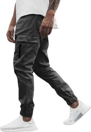 Cargo Sweatpants for Men Big and Tall with Pockets Men's Joggers Sweatpants Low Crotch Sweats Slim Fit Trousers Harem