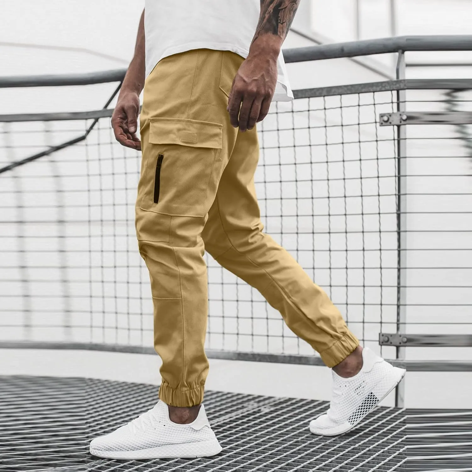 Cargo Sweatpants for Men Big and Tall with Pockets Men's Joggers Sweatpants Low Crotch Sweats Slim Fit Trousers Harem