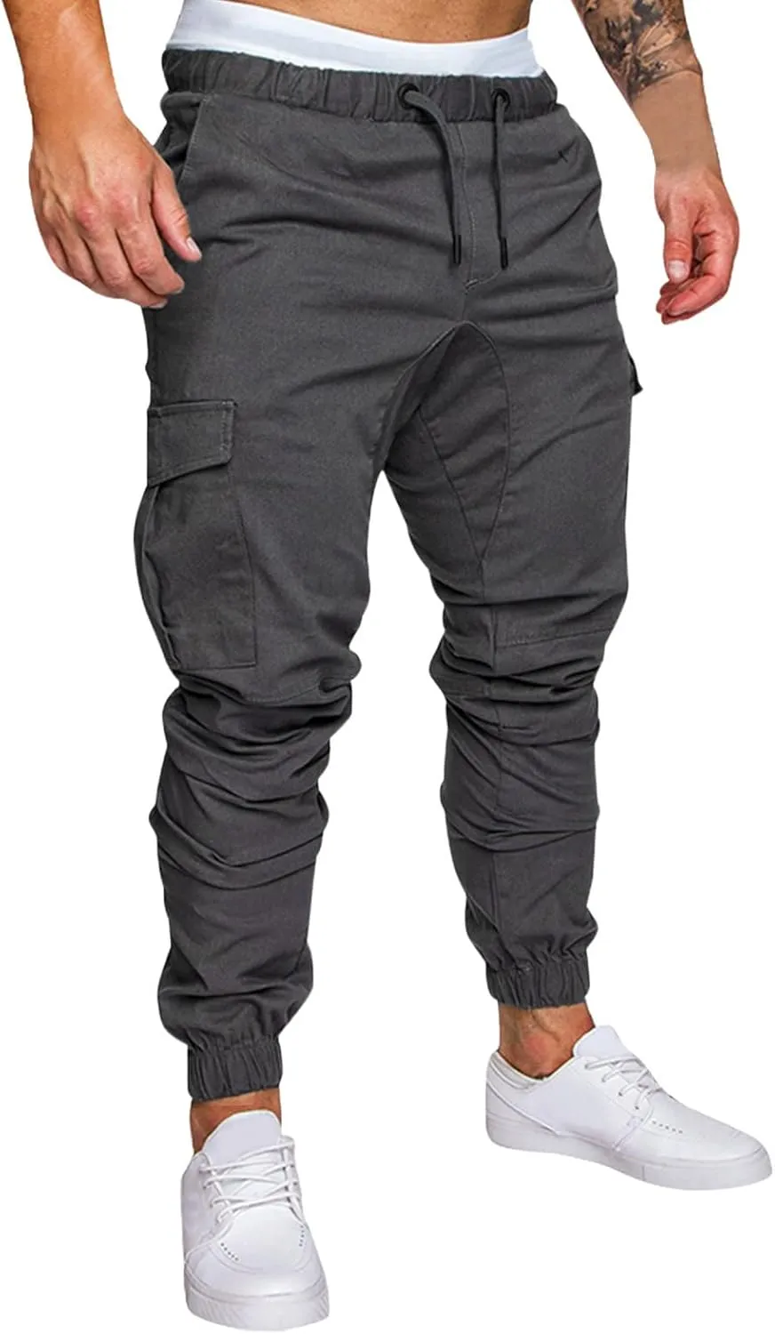 Cargo Sweatpants for Men Workout Trousers Casual Cargo Pants Fleece Joggers Sweat Pants for Men Mens Cargo Sweatpants