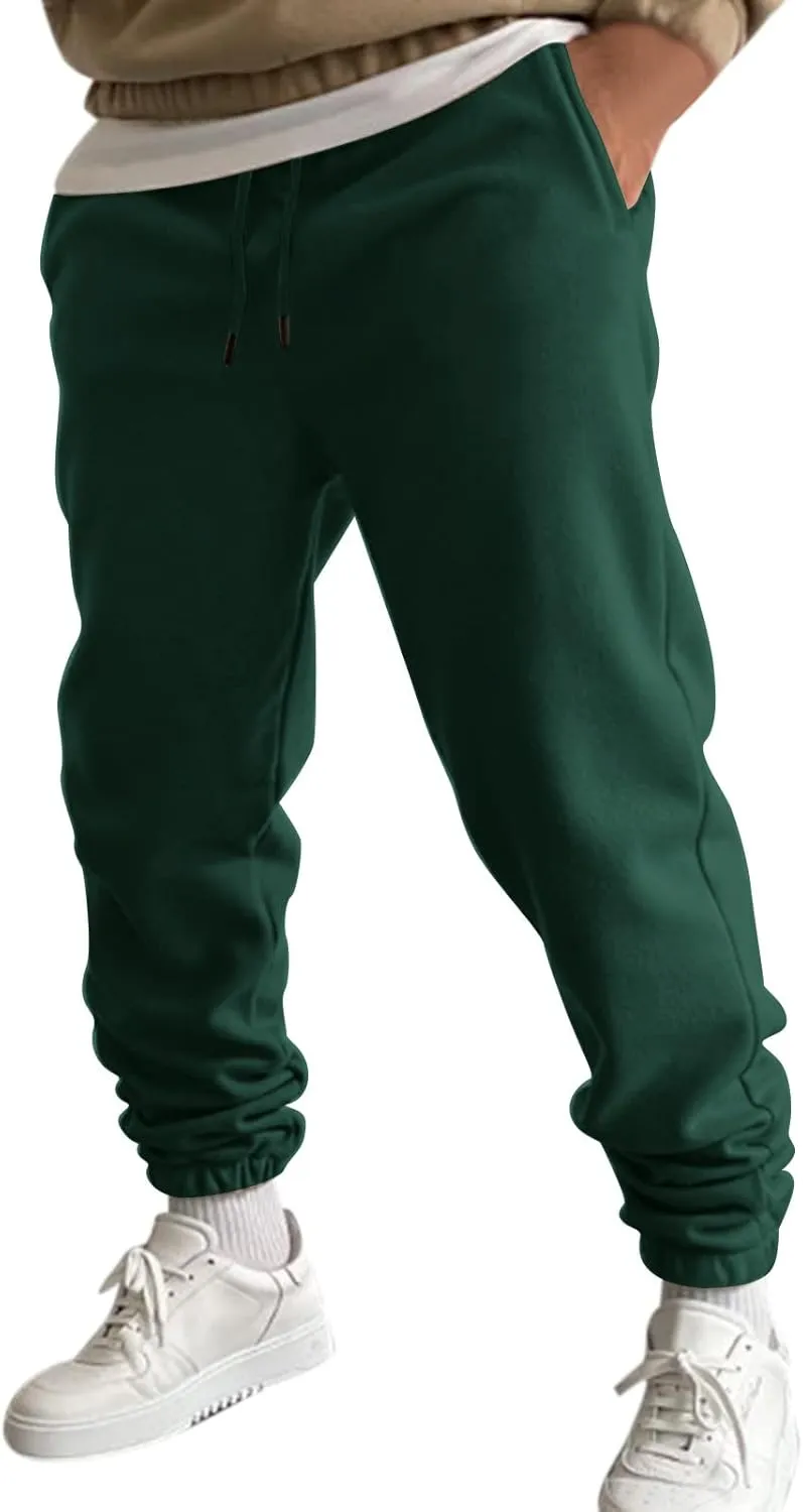 Cargo Trousers for Men Bottom Cargo Pants Elastic Waist Drawstring Baggy Joggers Mens Heavyweight Fleece Sweatpants