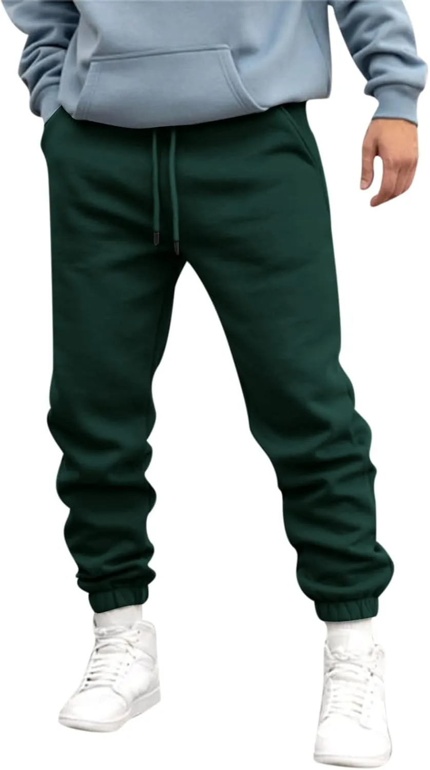 Cargo Trousers for Men Bottom Cargo Pants Elastic Waist Drawstring Baggy Joggers Mens Heavyweight Fleece Sweatpants
