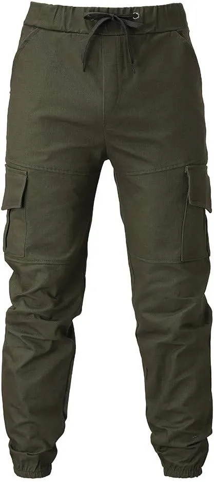 Cargo Trousers for Men Casual Jogger Sweatpants for Men Multi-Pocket Cargo Pants Drawstring Sports Trousers Stretch