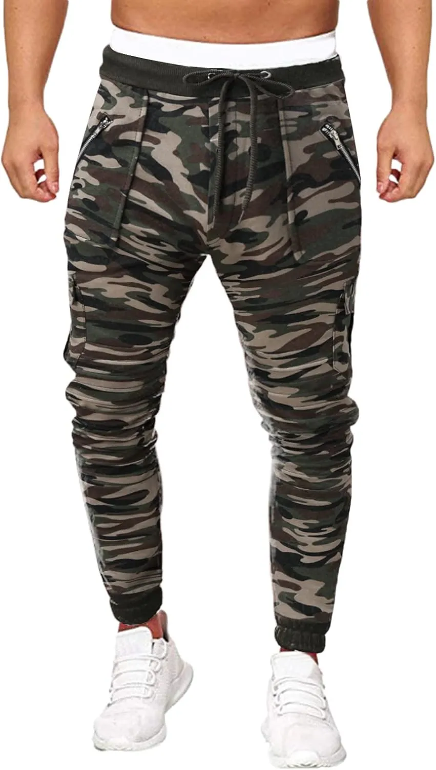 Cargo Trousers for Men Work Pants Multi Pocket Outdoor Trousers Heavyweight Fleece Cargo Sweatpants for Men Elastic